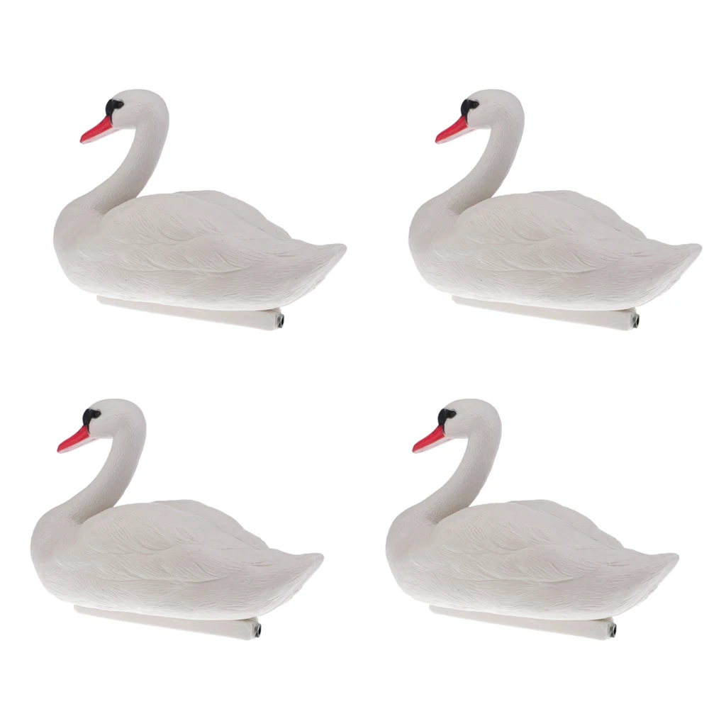 Pack of 4 Floating Swan Hunting Decoys Garden Decoration Scarecrow, Land or Water Use