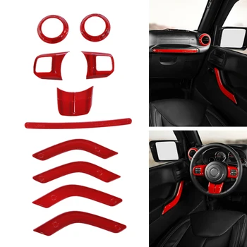 

Set Car trim cover Accessories For Jeep Wrangler JK 2011-2017 Red Steering Wheel