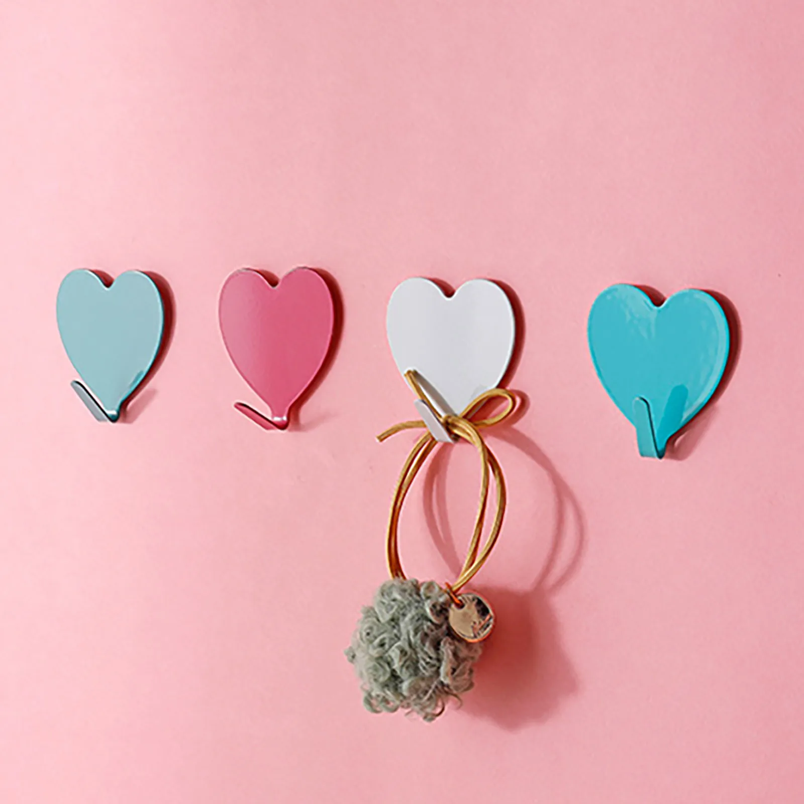 Heart Shaped Adhesive Hooks Heavy Duty Stick on Wall Door
