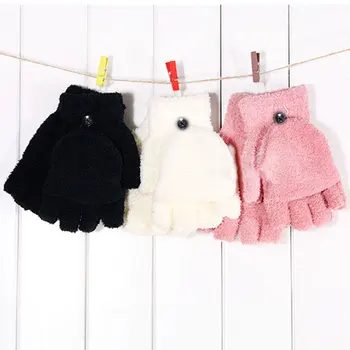 

Winter Warm Women Gloves Flip Cover Soft Half Finger Gloves Men Girl Warmer Mittens Solid Color Gloves High Quality Unisex