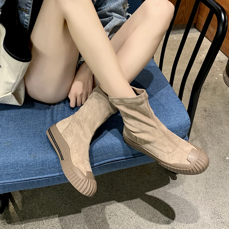 

Flock Work Safety Shoes Lightweight Steel Toecap Indestructible Med Heels Zipper Shoes Women Work Safety Boots Breathable Shoes