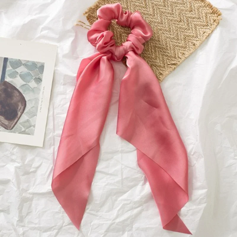Pink Модная эластичная, для волос Веревка бант Галстуки резинка для тканью; прическа хвостик; ленты Для женщин ободки для девочек оплёточный станок Головные уборы аксессуары - Цвет: Pink