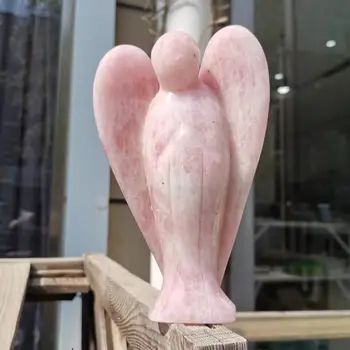 

6" Natural Rose quartz Angel Figurine pink quartz Healing Stone Gem Craft Gift Home Decor Ornaments