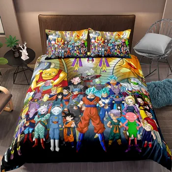 

Dragon Ball Bedding Set Goku Family and Friend Microfiber Duvet Cover Pillowcase Anime Character Bed Cover Boy Room Quilt Cover