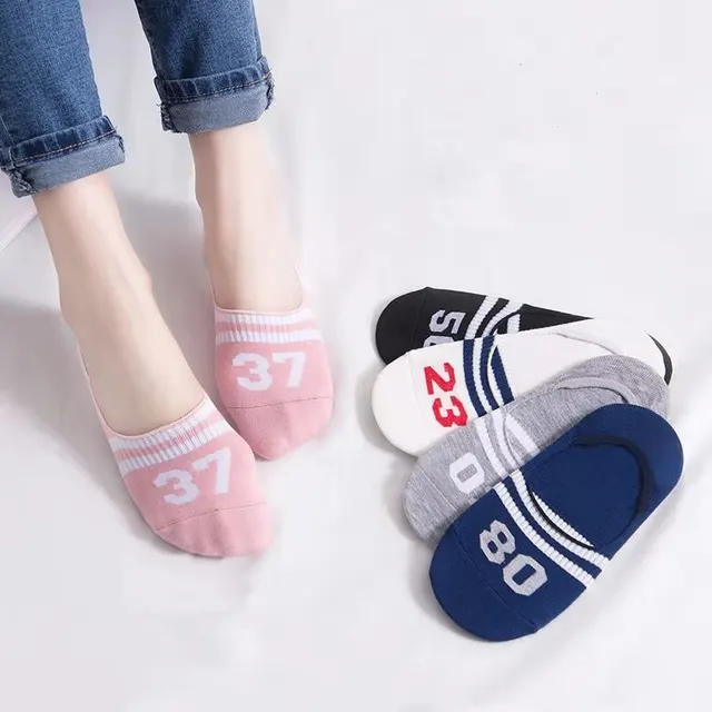 10 Pieces=5Pairs Arrivl Women Socks Funny Fruits Cute Happy Silicone Slip Invisible Cotton Sock 35-40 Printed Socking gray