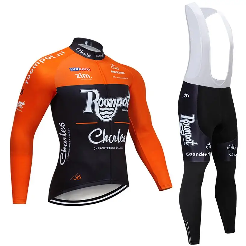 Зима команда roompot Велоспорт Джерси 20D велосипед брюки комплект Ropa Ciclismo толстый термальный флис pro велосипедная куртка Майо Одежда - Цвет: Многоцветный