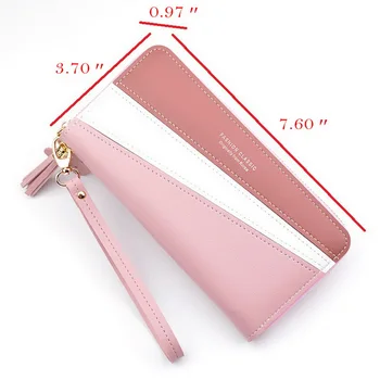 

Women's zipper closure stitching wristband tassel wallet girl new fashion phone coin long wallet card holder bag
