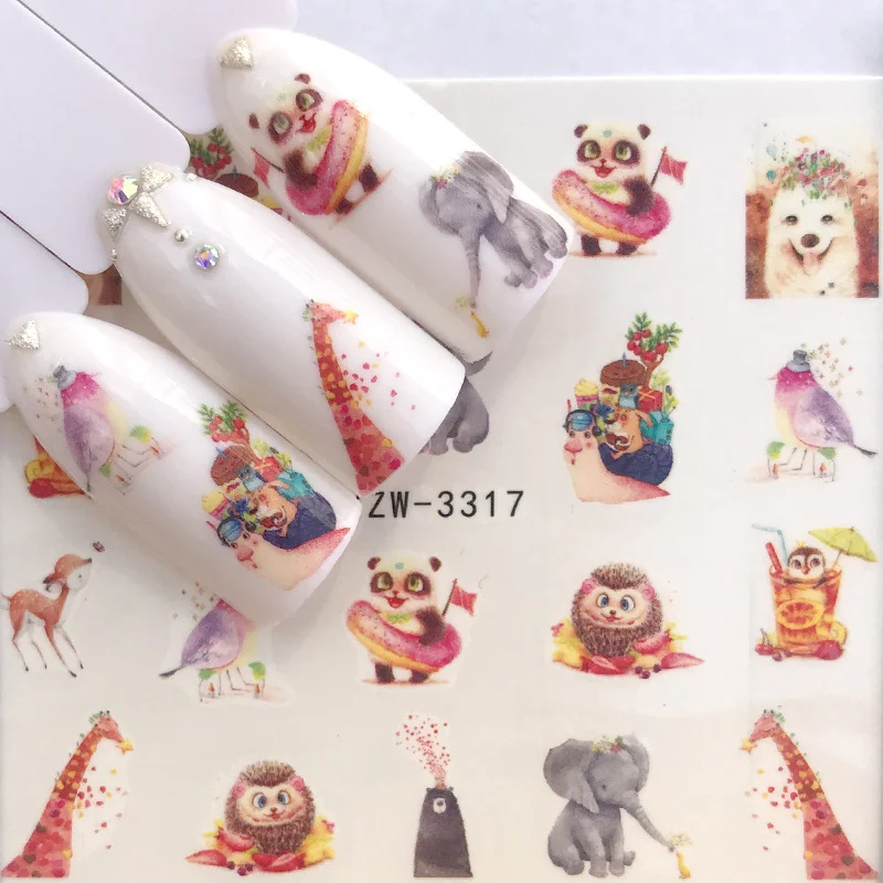 1 шт переводные наклейки для ногтей с водным переводом, наклейки для ногтей, снежинка, лось, Санта, маникюр, дизайн ногтей, рождественские наклейки, подарок на год - Цвет: YZW-3317