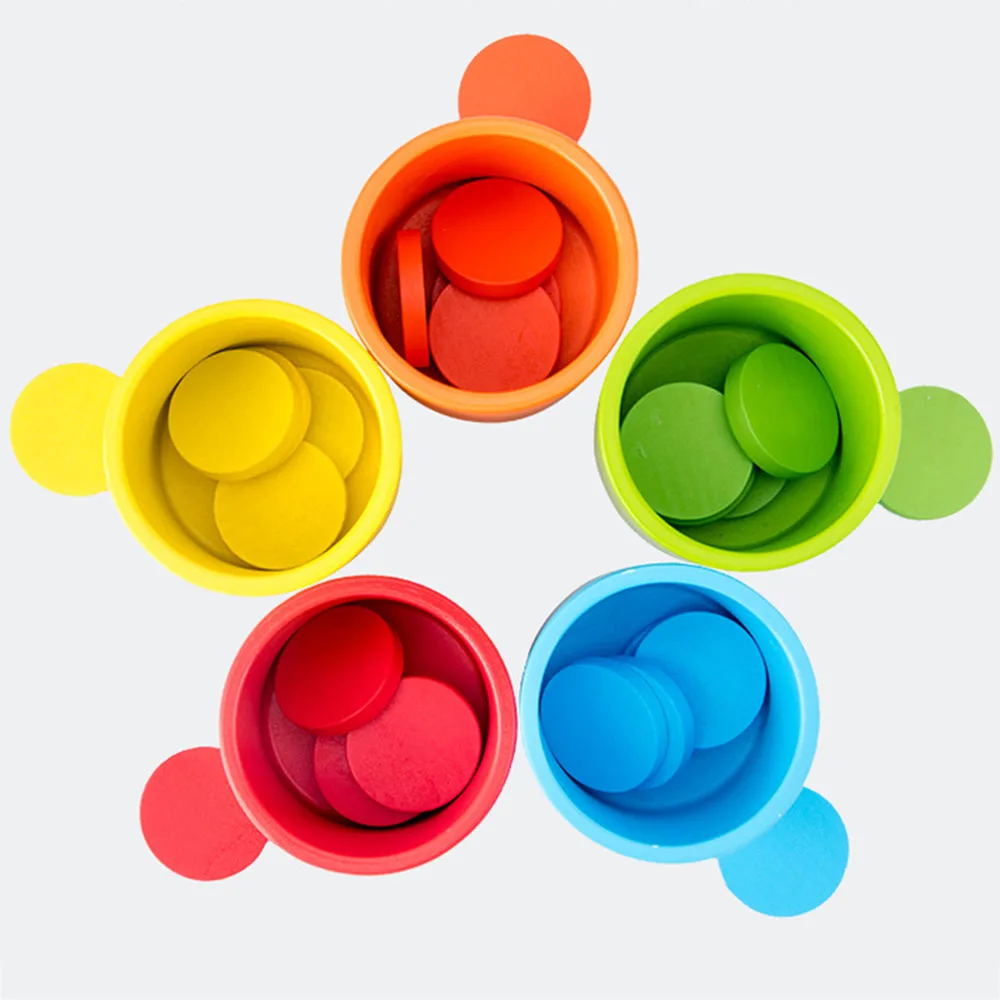  Wooden-Color-Classification-Matching-Cup-Toys Kids Color Early Learning Educational Toy Wooden Toys