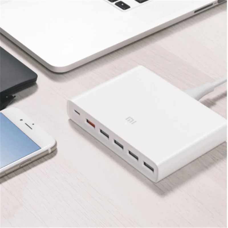 Оригинальное быстрое зарядное устройство Xiaomi QC3.0, 110-240 В, 60 Вт, 5 портов USB 1 type-C, выход QC 3,0, USB-C для iphone PAD, смартфона