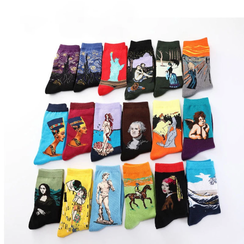 

Happy Van Gogh Socks Men Fashions Oil Painting Retro Collection Art Socks Male Gifts for Man Use In Winter 03