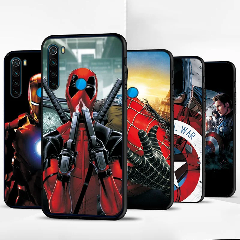 Силиконовый чехол для Xiaomi Redmi Note 8 8Pro Дэдпул мультяшный черный ТПУ телефона 8T 8A |