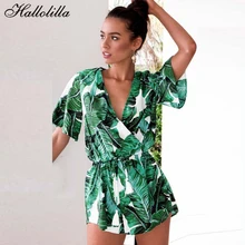 Модный комбинезон с цветочным принтом; сезон весна-лето; уличная одежда; женские комбинезоны; Macacao Feminino; Повседневная пляжная одежда; топы; комбинезон