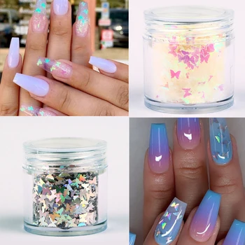 

10ML Holographic Butterfly Designs Nail Glitter Flakes Maple Leaf Design Irregular DIY Tips Sparkly Sequins Nail Art Decorations