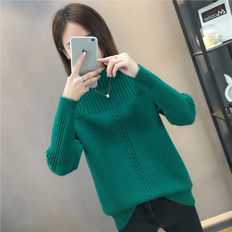 Knitted Turtleneck Women Autumn Winter 2019 New Ladies Korean Sweater Female Long Sleeve Jumper Blue White Red Pullover Femme