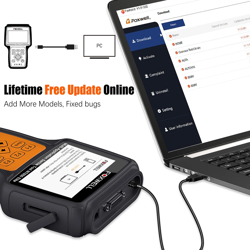 Автомобильный сканер FOXWELL NT650 Elite OBD2 считыватель кодов сброса масла ABS SRS DPF