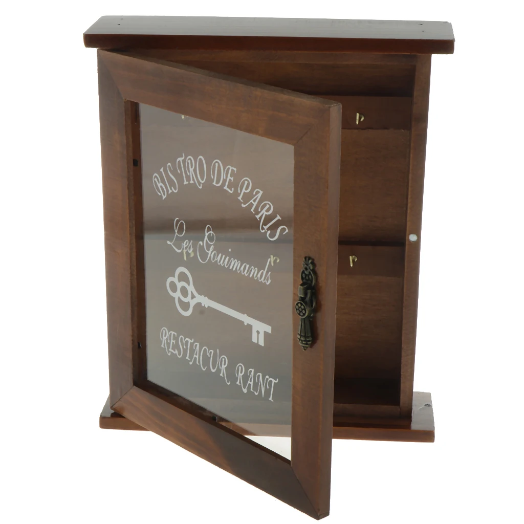 European Style Wooden Key Holder Box Decorative Key Cabinet With 6 Hooks