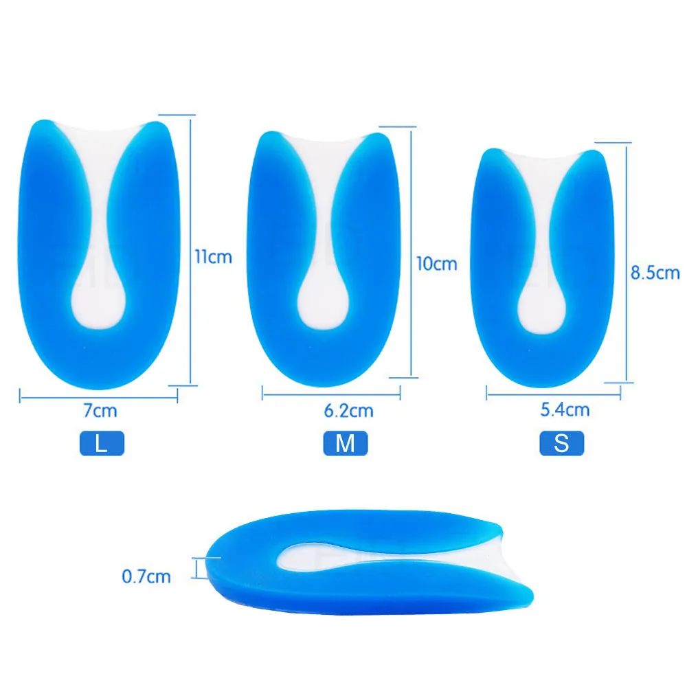 Силиконовый гелевый для ног боль u-образная Подошвенная фасциит пятки протектор пятки Подушка колодки обуви вставки стелька для мужчин и женщин
