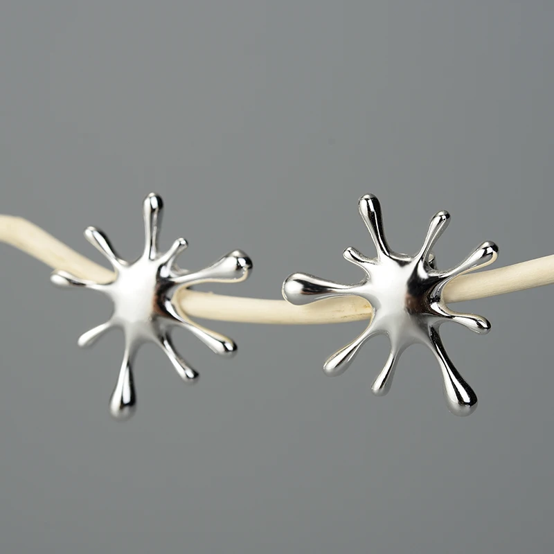 Splashing Metal Stud Earrings - Image 2