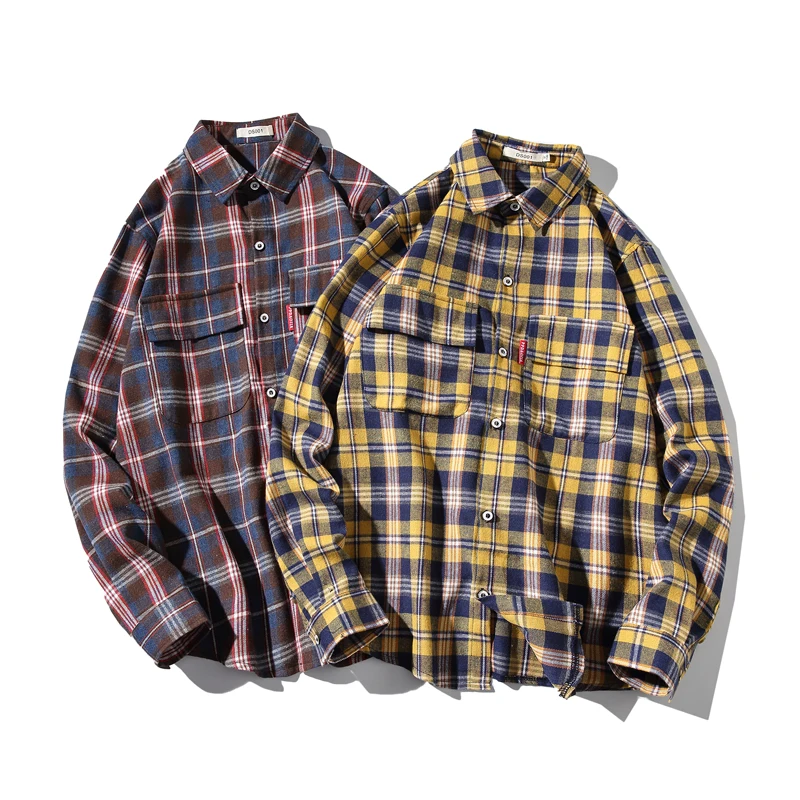 5XL повседневная мужская клетчатая рубашка, осенняя рубашка, мужские нарядные рубашки, Модная приталенная Хлопковая мужская рубашка с длинным рукавом Y2053