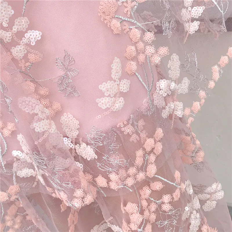 2019 Бренд женское платье Лето Cherry Blossom розовый блестки вышитые ремень кружева