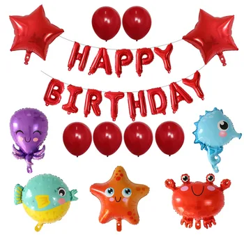 

26pcs Fish Foil Balloons Birthday Party Shark octopus Clown Fish crab Air Balaos Sea starfish Animal Theme Party Birthday Decor