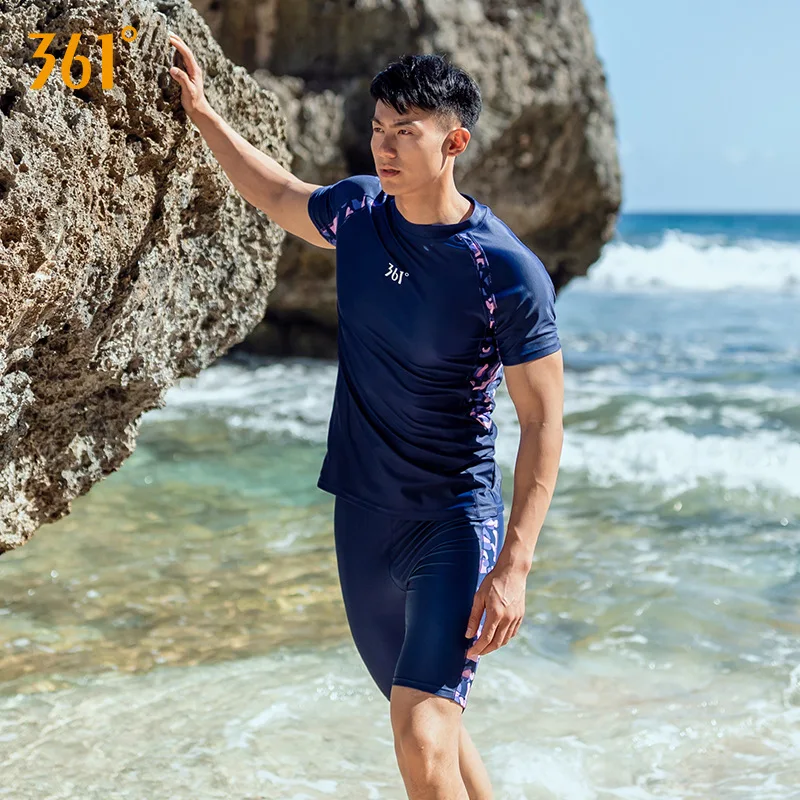 Uomo Beach Sport Acquatici Camicie Da Bagno + Bauli Surf Pantaloncini Da Bagno Per Uomo Costumi Da Bagno Boxer Slip Ad Asciugatura Rapida Rash Guard P