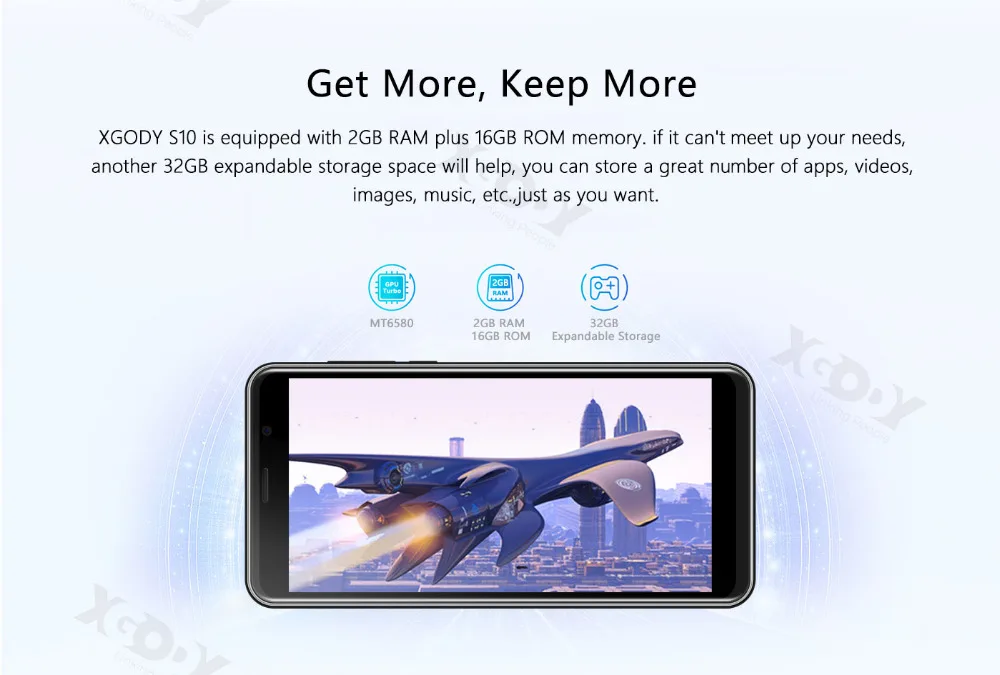 XGODY 5,5 дюймов 3G мобильный телефон 18:9 ОЗУ 2 Гб ПЗУ 16 Гб MT6580 четырехъядерный двойная камера 2500 мАч Android 8,1 смартфон