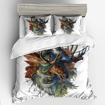 

Dropshipping 3D Bedding Set Moose-with-beanie By JoJosArt Duvet Cover Bedding Sets QUEEN King size 12