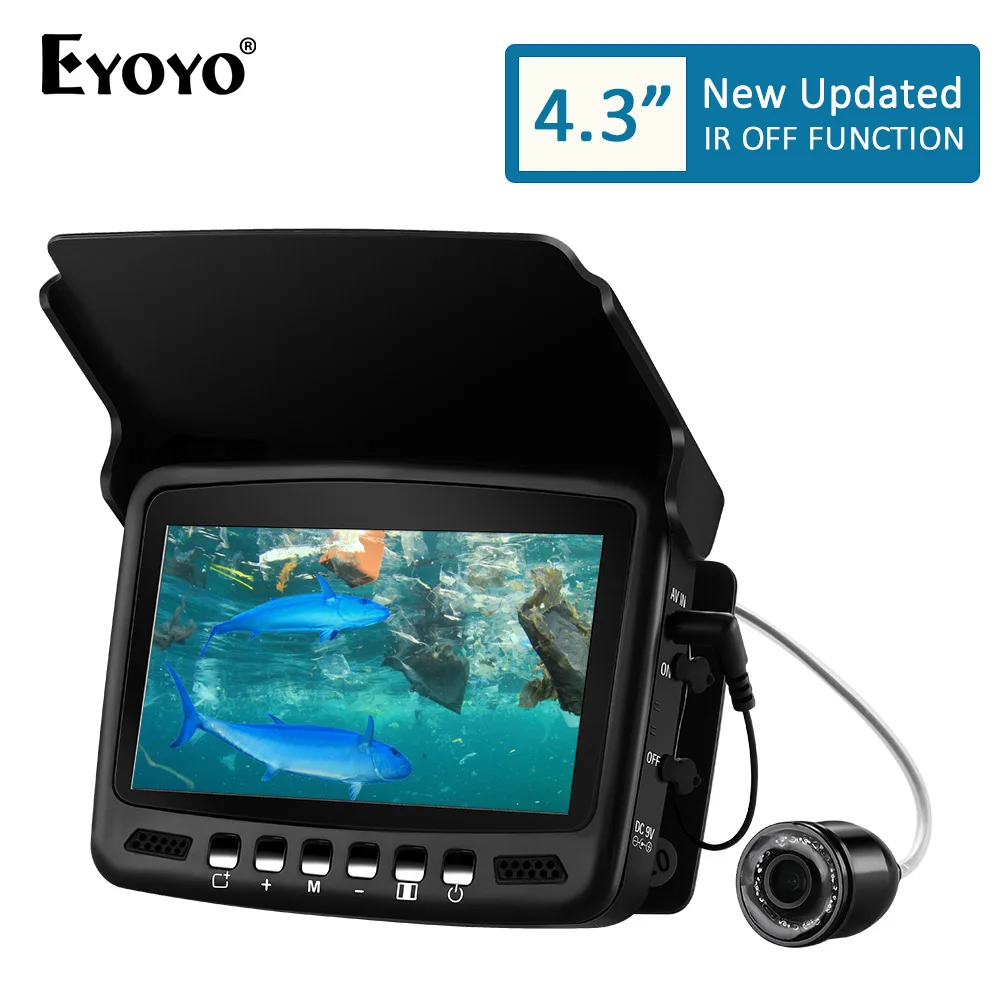 Eyoyo EF43A 20M 1000TVL Fish Finder Underwater Ice Fishing Camera 4.3&quot LCD Monitor 8PCS LED Night Vision For | Спорт и