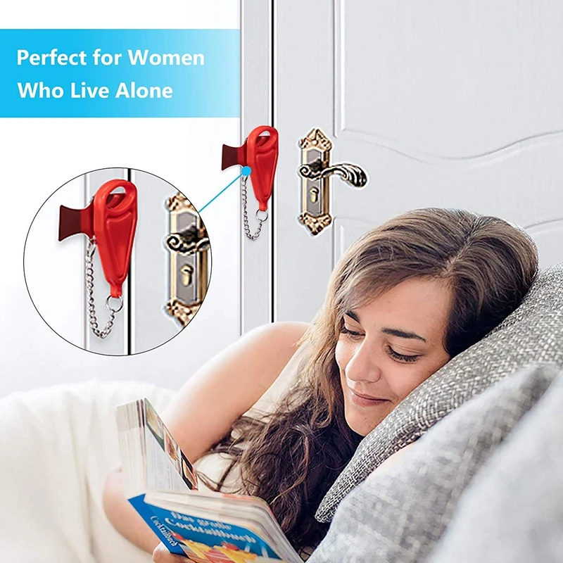 Portable Door Lock,Travel Lock Heavy Duty Safety Addalock Lockdown for Security AirBNB Hotel Home School Apartment Motel,Black a