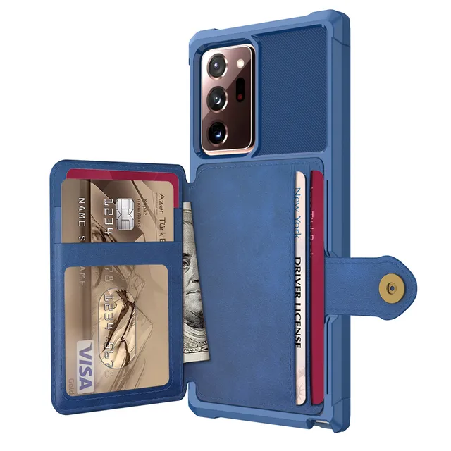 for Samsung Galaxy Note 20 Ultra/Note 20 5G Credit Card Case PU Leather Flip Wallet Cover with Photo Holder Hard Back Cover Blue