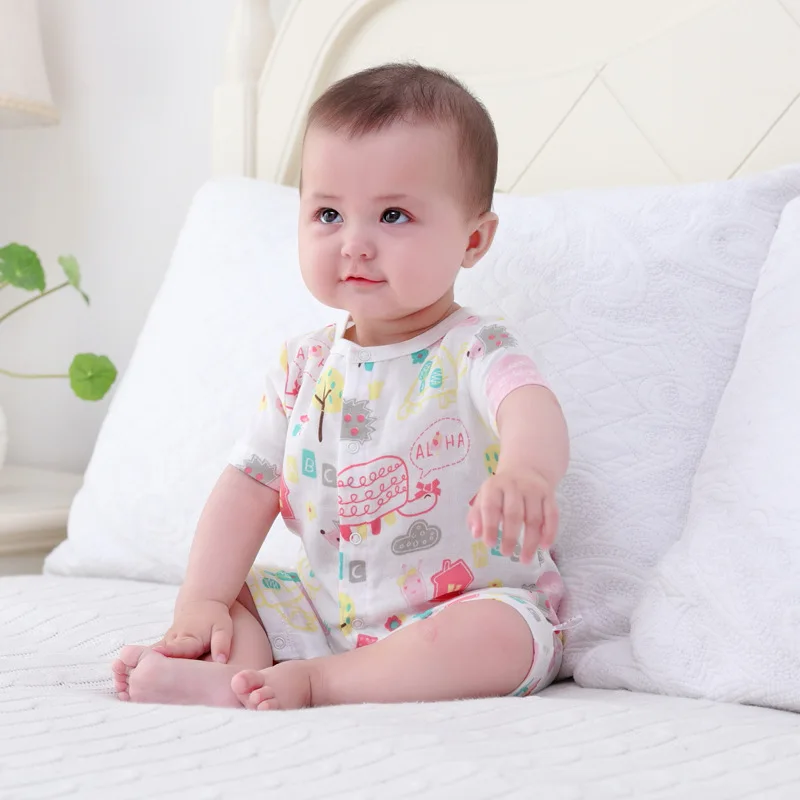 

Infant Pure Cotton Onesie Class a Gauze Short Sleeve Baby Clothes Summer Thin Section Newborns Romper BABY'S Jumpsuit