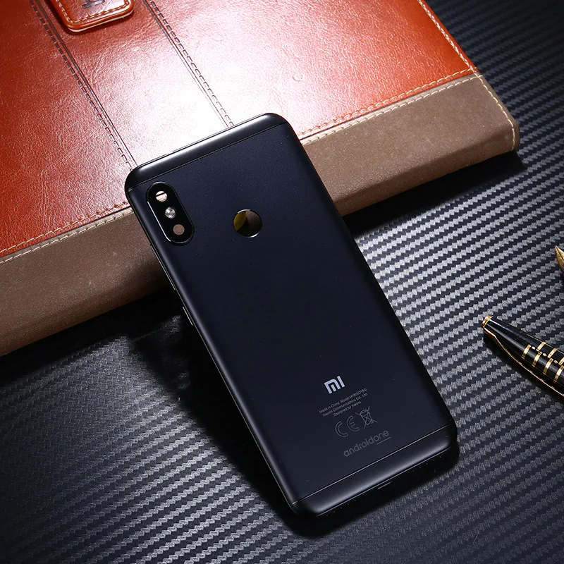 A2Lite чехол на заднюю крышку для Xiaomi mi A2 Lite/Red mi 6 Pro металлический задняя дверь батарея чехол+ кнопки камеры стекло - Цвет: Черный