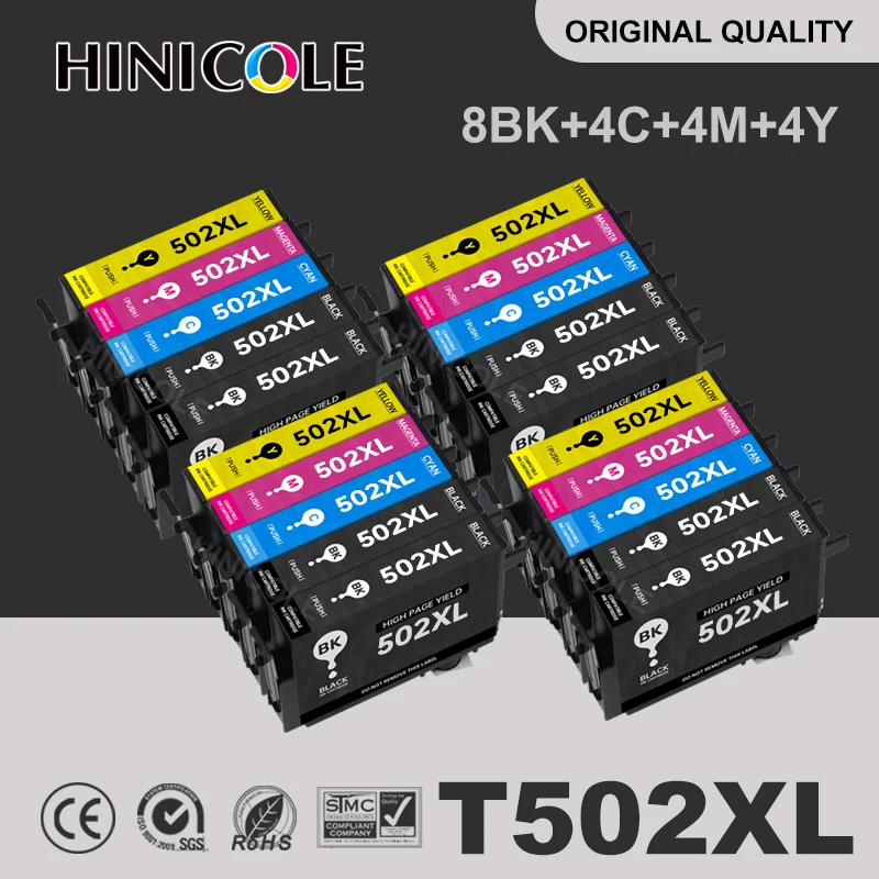 Cartuccia D'Inchiostro Compatibile Hinicole Per Stampante Epson 502 T502 Xl Per Expression Premium Xp5100 Xp5105 E Wrokforce Wf-2865 Wf-2860