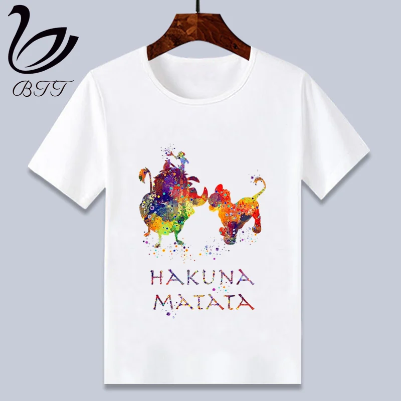 Hakuna Matata/футболка для мальчиков; летняя детская футболка для мальчиков; топы для маленьких девочек; детская футболка; Мультяшные футболки; одежда