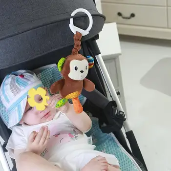 

Baby Hanging Rattle Toy Car Crib Hanging Bell Kids Stroller Handbells Toys Infant Animal Toy with Teethers for Toddlers Newborn