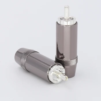 

4PCS Silver Plated Audio RCA Plug 8mm Cable Silver Connector HIFI