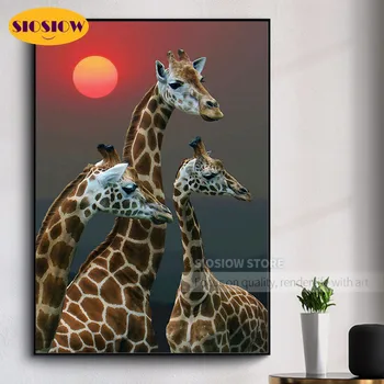 

5D DIY Diamond Painting Giraffe Sunset Animals Picture Cross Stitch Full Square Diamond Mosaic Embroidery Home Decor Living Room