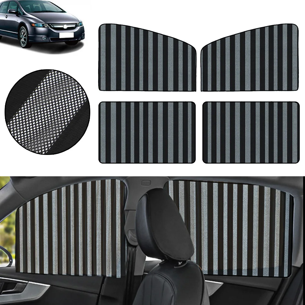 

4pcs Magnetic Car Side Window Back Front Passenger Sun Shade Visor Anti-UV Cover Automobile Sunshade Curtain For Summer