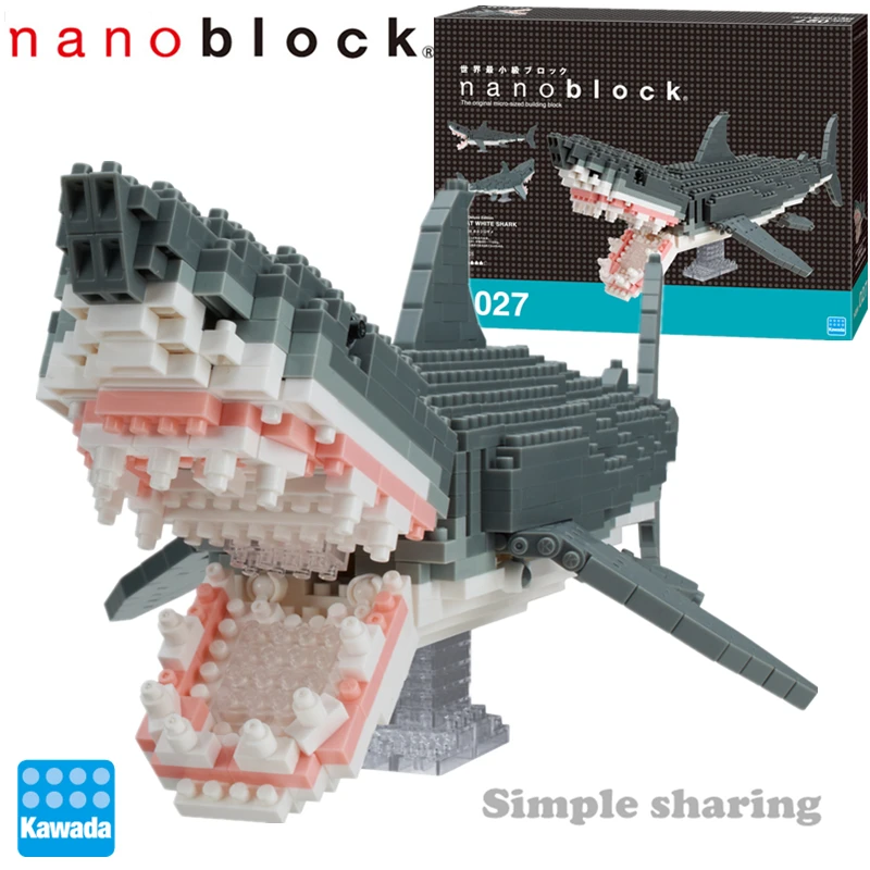 Nanoblock Animal DX большая белая акула NBM 027 680 шт алмазные строительные блоки креативные