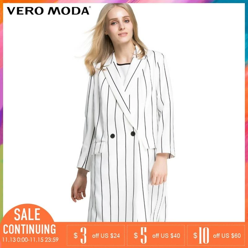 Vero Moda Brand 2019 NEW fashion double breasted striped three sleeve long solid color women trench coat |316108006|Blazers| - AliExpress