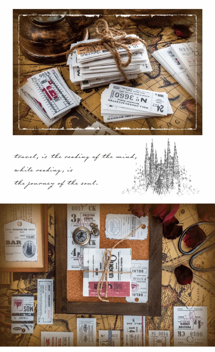 Винтажная Европейская бирка для билетов Bullet Journal декоративный липкий блокнот для заметок Скрапбукинг палочка этикетка дневник канцелярские принадлежности для альбома