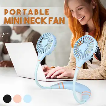 

USB Portable Mini Fan Neck Fan Neckband USB Rechargeable Li-ion Battery Small Desk Fans handheld Air Cooler Conditioner for Room