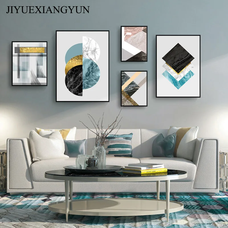 

Nordic Abstract Geometry Home Decor Nordic Canvas Painting Wall Art Modern Luxury Art Decor Posters and Prints for Living Room