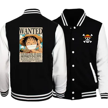 

Japan Anime One Piece Monkey D Luffy Wanted Casual Jacket Men 2019 Autumn Harajuku Men's Warm Slim Fit Fashion Men Bomber Jacket