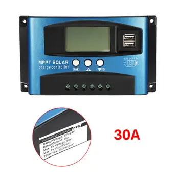 

MPPT 30A Solar Charge Controller Dual USB LCD 24v 12v Auto Solar Panel Battery Charge Controller Voltage Regulator