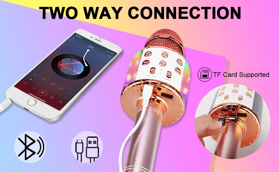 Беспроводной Bluetooth караоке микрофон ручной портативный караоке машина домашний KTV плеер с записью совместим с Android iOS