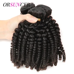 Brazilian Bouncy Curly Human Hair Weaves Bundle Extensions 1/3 PCS Short Funmi Curly Hair 100% Human Hair Wefts ORSUNCER Hair
