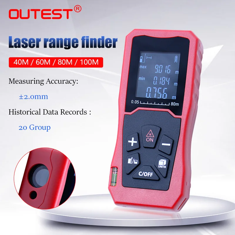  Digital Laser Distance Meter 40m/60m/80m/100m Portable Range Finder Area Volume Measurement with An